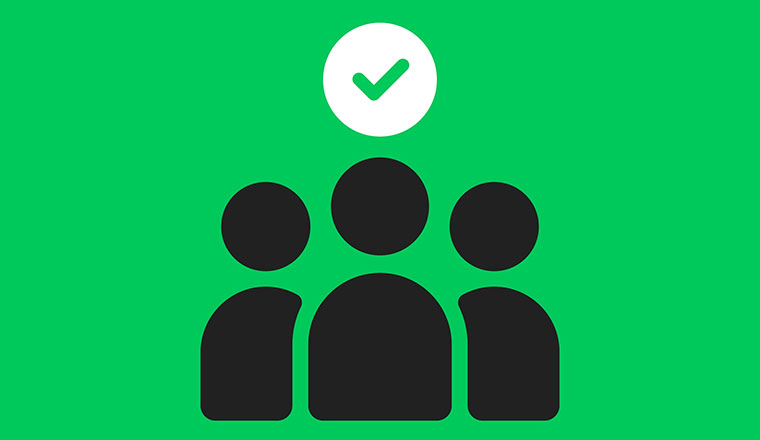 Illustration of people outlines with green tick