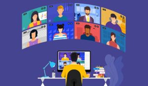 Illustrations flat design concept video conference