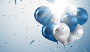 celebration and party background with colorful flying balloons