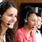 Smiling call centre agents