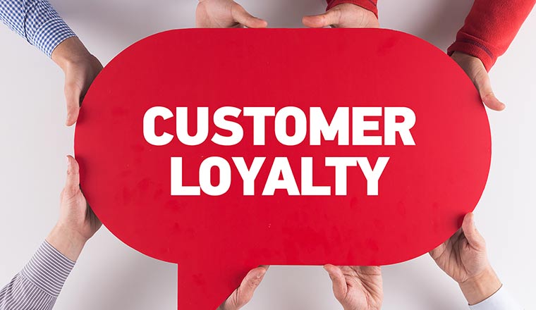 Customer Loyalty on red speech bubble