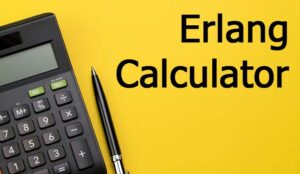 Pen and calculator with the words erlang calculator
