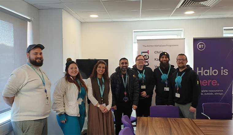 A picture of staff taken at the BT contact centre site in Accrington