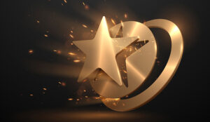Golden star shape with sparks effect