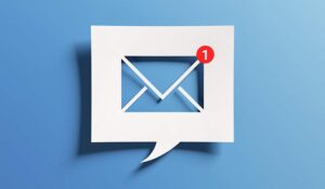 A message bubble with an email icon in the middle