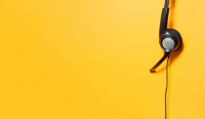 Headset isolated on yellow background