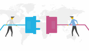 Integration concept with people and plug