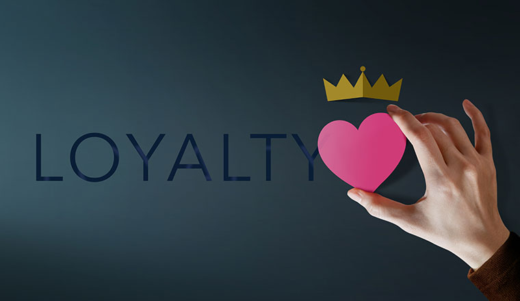 Customer Loyalty Concept with the words loyalty with a heart and crown
