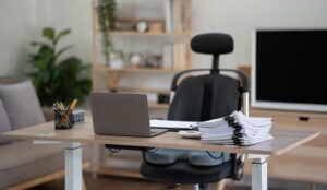 An empty desk with missing employee- absence concept