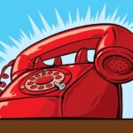 Cartoon of a ringing red phone