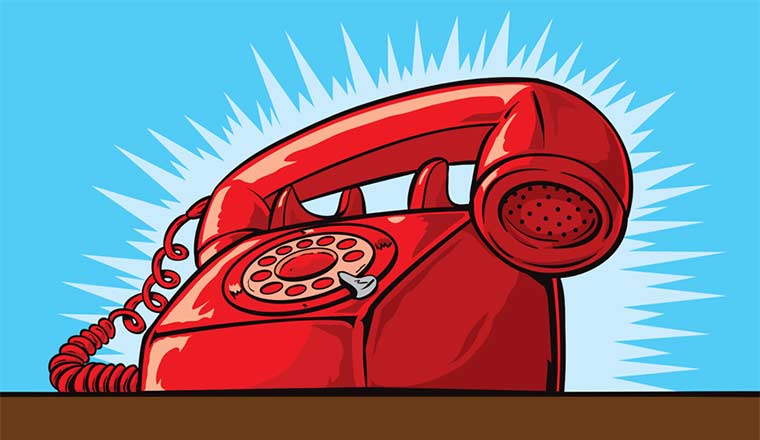 Cartoon of a ringing red phone
