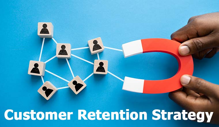 Customer Retention Strategy with people icons and magnet