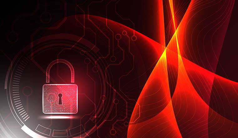 Abstract technology background and security concept with digital padlock