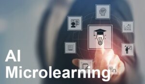 AI microlearning written on picture of elearning symbols