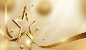 Award concept with a golden star and ribbon