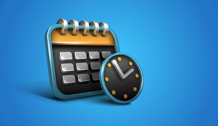 Calendar and clock. Date and time scheduler icon