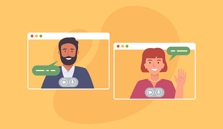 Illustration of two people having a video call