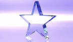 Star glass trophy on purple background - award