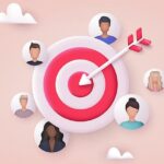 Target customer concept. With arrow target and people icons
