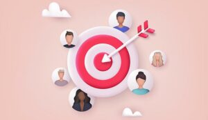 Target customer concept. With arrow target and people icons