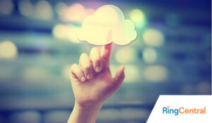 Hand pressing a cloud computing icon