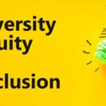 DEI, Diversity equity and inclusion. Concept words DEI diversity equity and inclusion on yellow background.