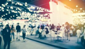 contact centre events and contact centre conferences concept- blurred event background