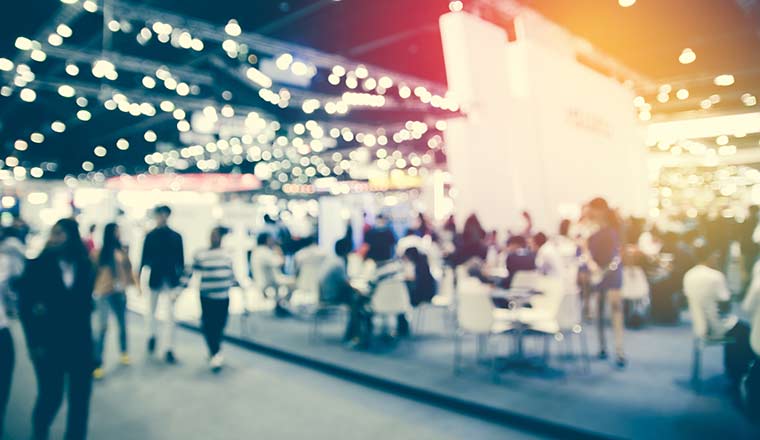 contact centre events and contact centre conferences concept- blurred event background