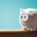 Banking concept with happy piggy bank