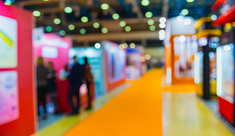 cx events and cx conferences concept-Event trade show expo blurred background