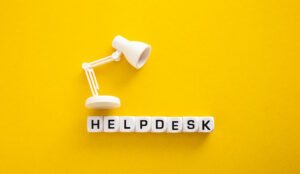 Helpdesk written on blocks