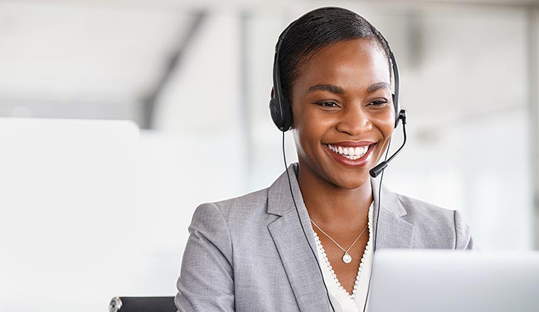 A happy call centre agent