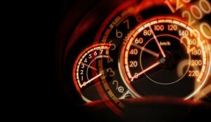 Speed concept with car speedometer