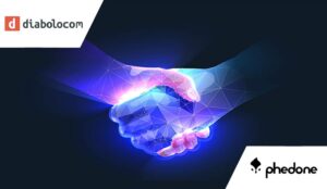 Partnership concept with digital handshake