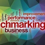 Benchmarking word cloud concept with abstract background