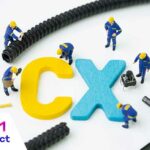 CX, Customer Experience concept, miniature figure worker building alphabet CX at the center