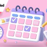 3D Calendar with scheduled dates and appointments, clock, to-do list with tasks, reminders and messages