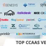 Cloud and podium with top ccaas provider logos