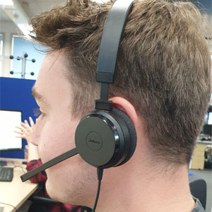 Josh at Fasthosts wearing a jabra headset