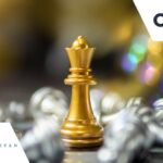 Leadership concept with golden chess piece standing