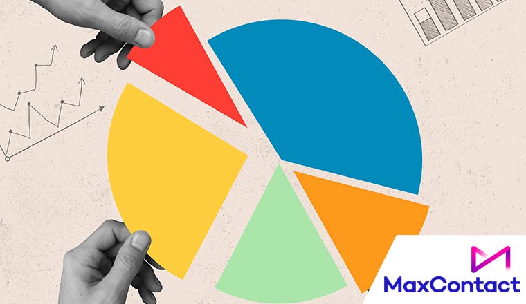 Art collage research concept with hands putting together pie chart