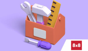 Toolbox 3D render with repair equipment of roller, hammer, screwdriver.