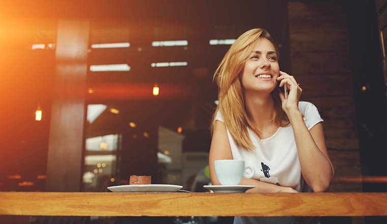 Customer talking on mobile phone