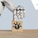 AI robot putting together five star rating - leadership concept