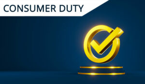 Gold checkmark and the words consumer duty