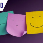 Three Emoticon Faces show on Sticky Notes from Negative to Positive - cx concept