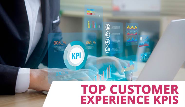 KPI and graphs on digital background with the words top cx kpis