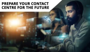 Call centre future concept with operator and holographic overlay