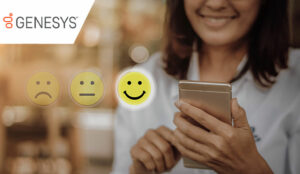 Happy customer giving happy face on mobile phone