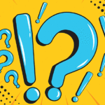 A comic book with question marks and exclamation point on a yellow background